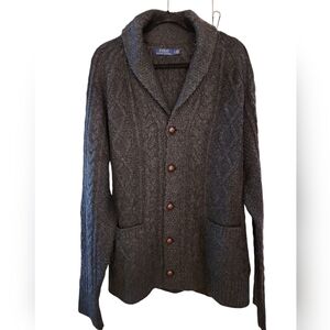 Polo Ralph Lauren Wool Cashmere Chunky Cardigan Sweater Size Large